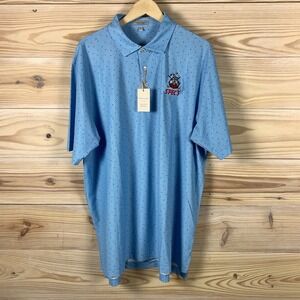 New Peter Millar Summer Comfort Golf Polo Mens XXL Spec's Cocktail Drinks Blue